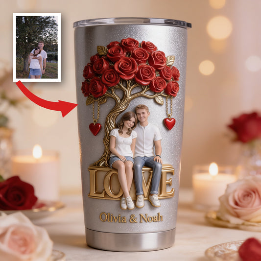 Custom Photo Couple Tumbler - Personalized Husband Wife Romantic Gift
