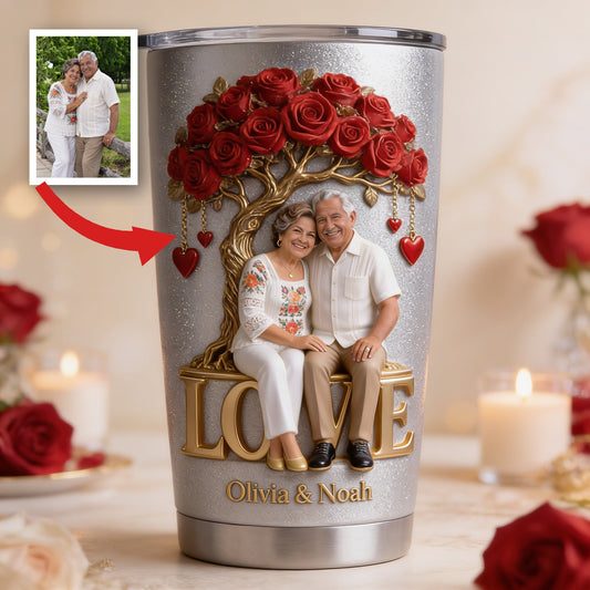 Custom Photo Older Latino Couple Tumbler, Love Themed Couple Gift