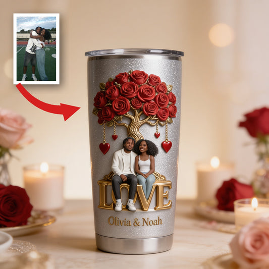 Custom Photo Black Couple Husband Wife Tumbler, Personalized Couple Gift