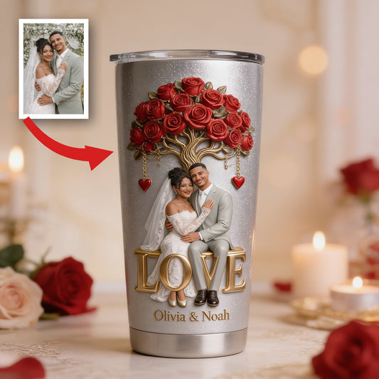 Custom Photo Wedding Latino Couple Tumbler, Husband Wife Romantic Gift