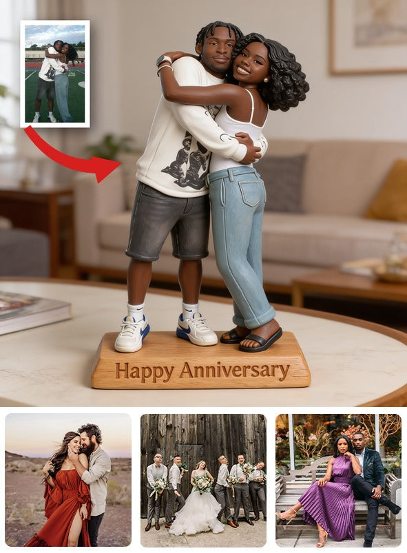Custom Photo 5th Anniversary Black Couple Custom Shaped Acrylic Plaque