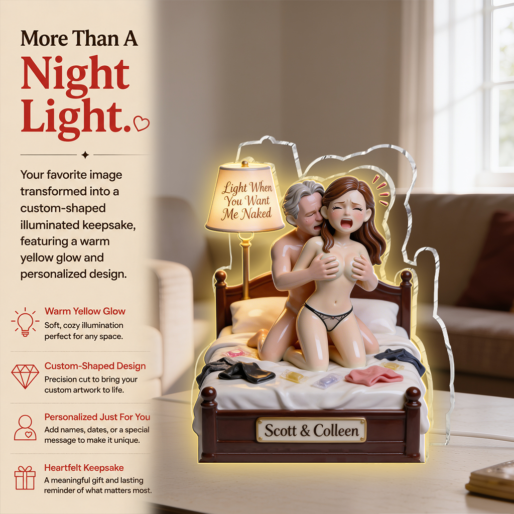 Custom Photo Black Couple Funny Romantic Acrylic LED Night Light Couple Gift