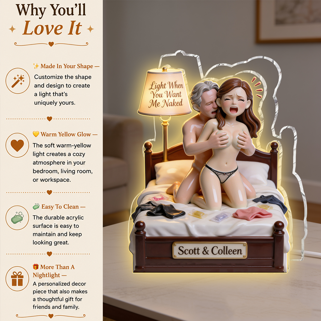Custom Photo Middle-Aged Black Couple Acrylic LED Night Light Funny Couple Gift