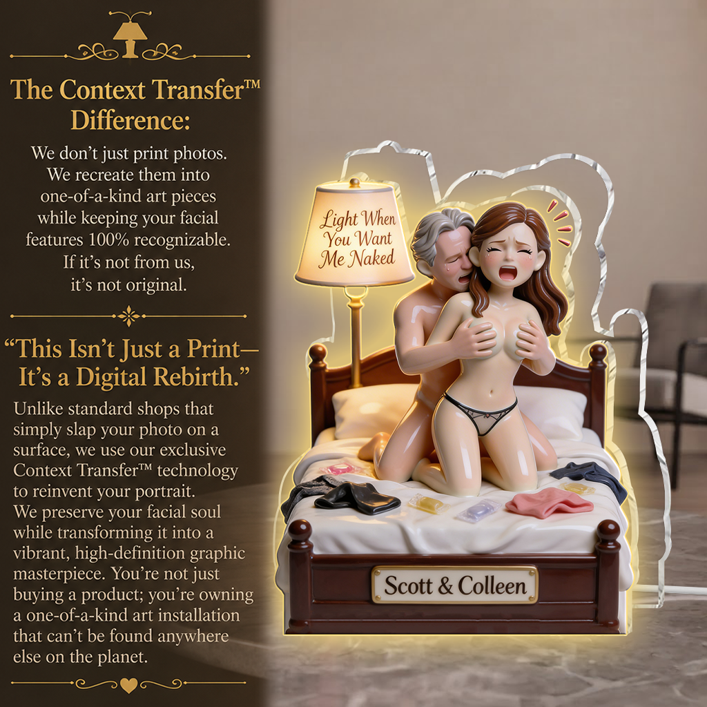 Custom Photo Middle-Aged Black Couple Acrylic LED Night Light Funny Couple Gift