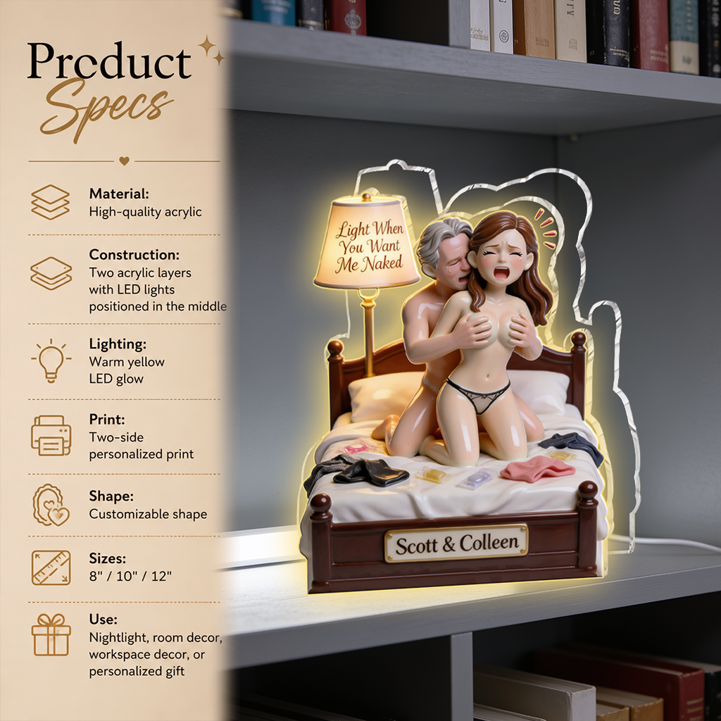 Custom Photo Black Couple Funny Romantic Acrylic LED Night Light Couple Gift