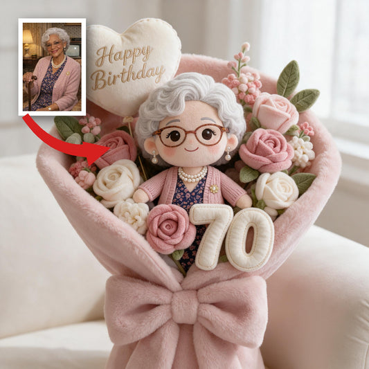 Personalized 70th Birthday Older Black Woman Faux Fur Pillow Grandma Gift