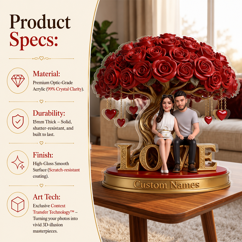 Custom Photo Couple Husband Wife Shaped Acrylic Plaque Romantic Keepsake