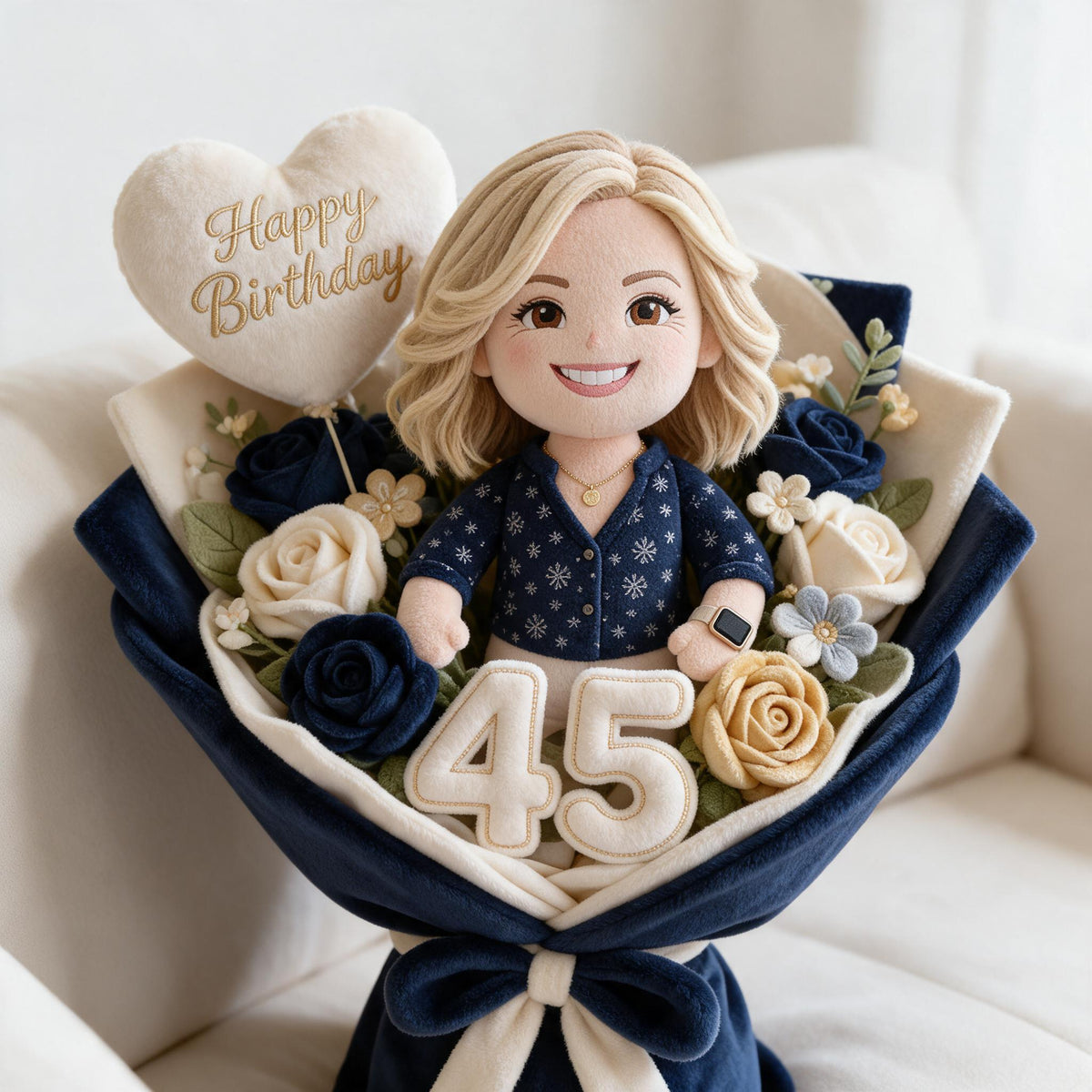 Personalized 45th Birthday Middle-Aged Woman Faux Fur Pillow Gift
