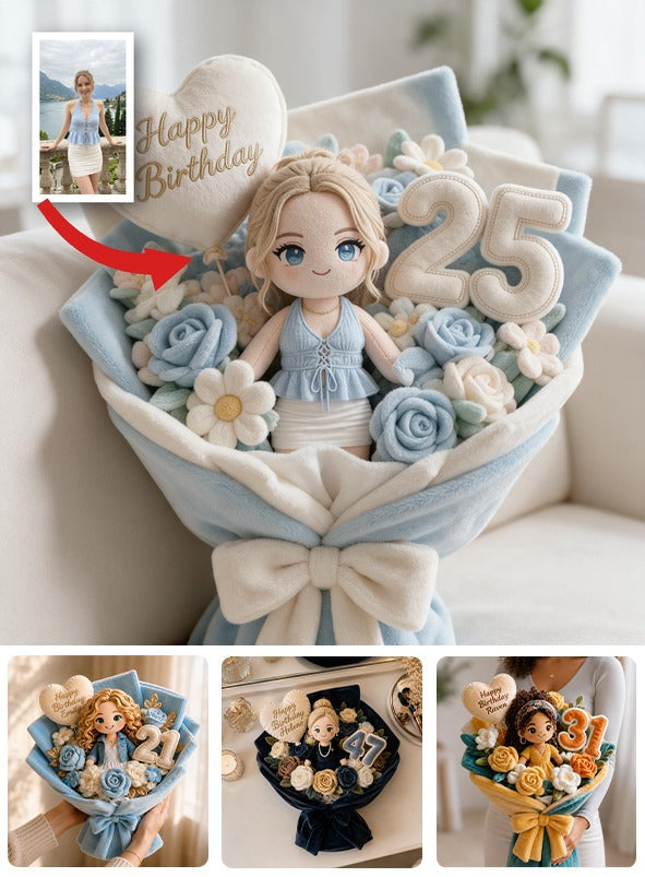 Personalisierte 25. Geburtstagsblumenstrauß Kissen Geschenk