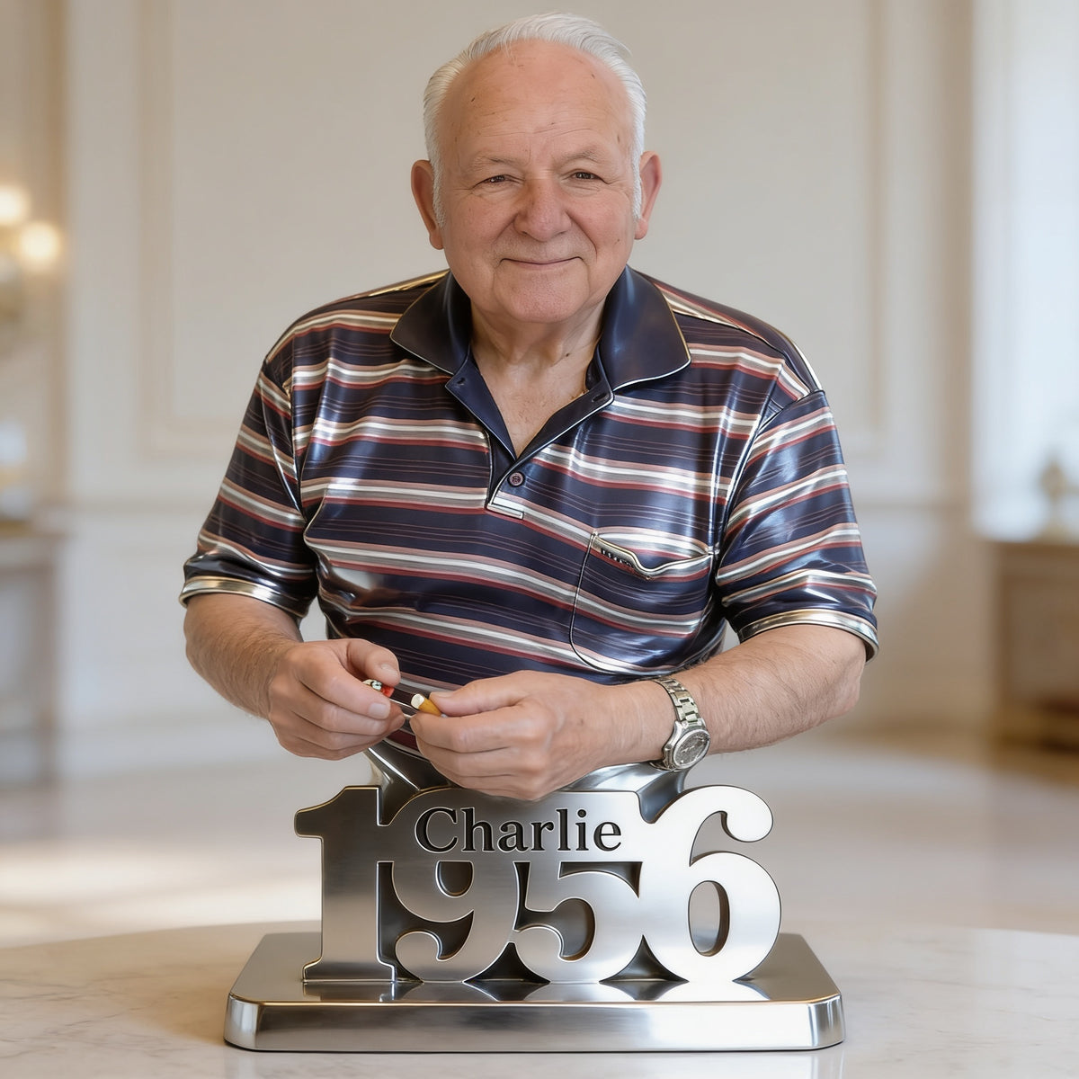 Personalized 70th Birthday Older Man Custom Shaped Acrylic Plaque Gift for Dad Grandpa