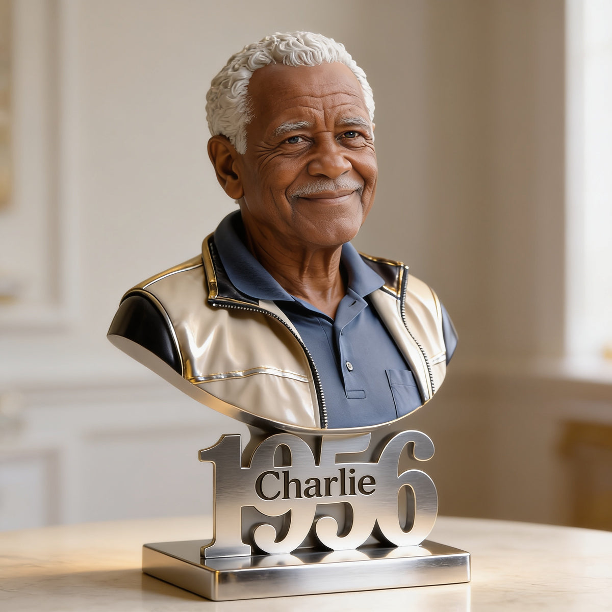 Personalized 70th Birthday Older Black Man Custom Shaped Acrylic Plaque Gift for Dad Grandpa Husband