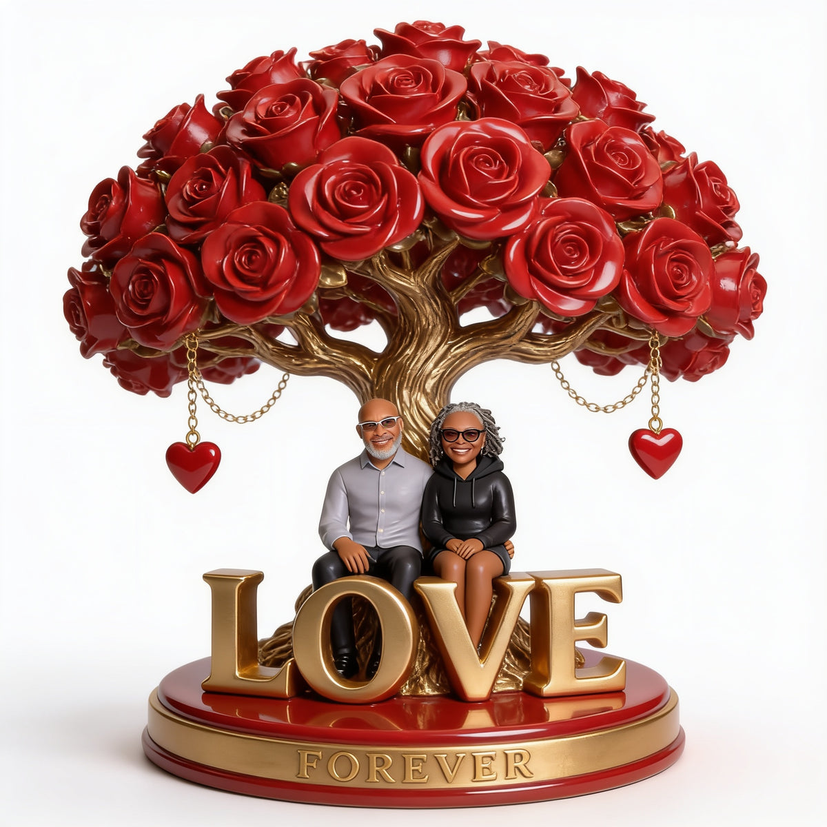 Personalized Middle-Aged Black Couple Custom Shaped Acrylic Plaque Love Gift