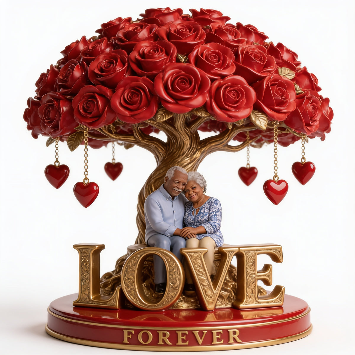 Personalized Older Black Couple Custom Shaped Acrylic Plaque Forever Love Keepsake