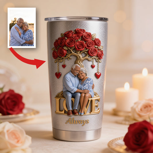 Personalized Older Black Couple 'Love Always' Tumbler Couple Gift