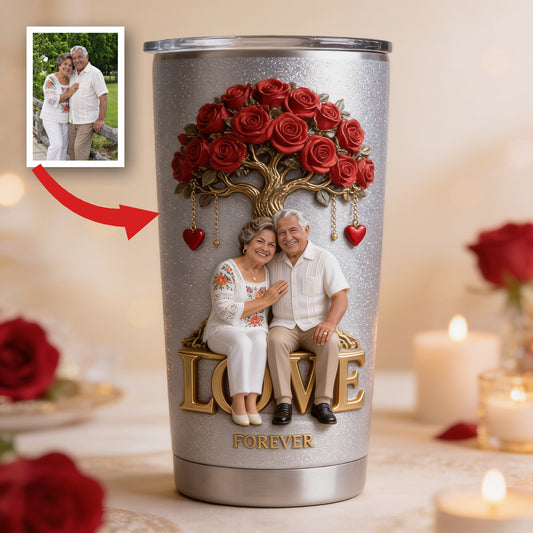 Personalized Older Latino Couple Tumbler, Romantic Husband & Wife Gift