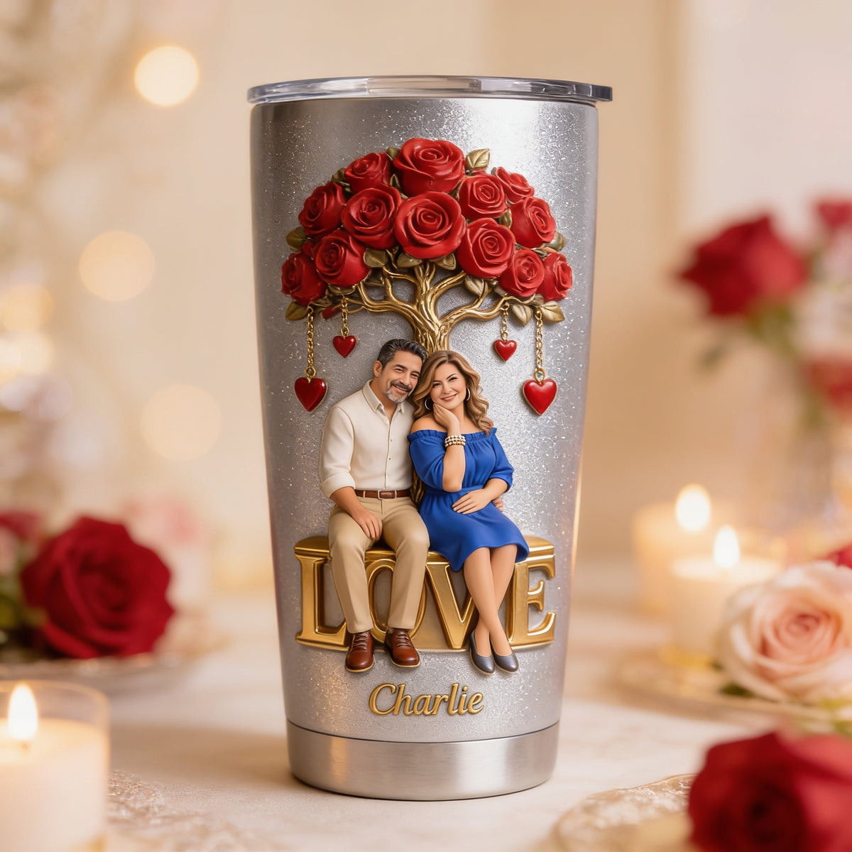 Personalisierter Tumbler für mittelalte Latino-Paare - Geschenk für Mann & Frau