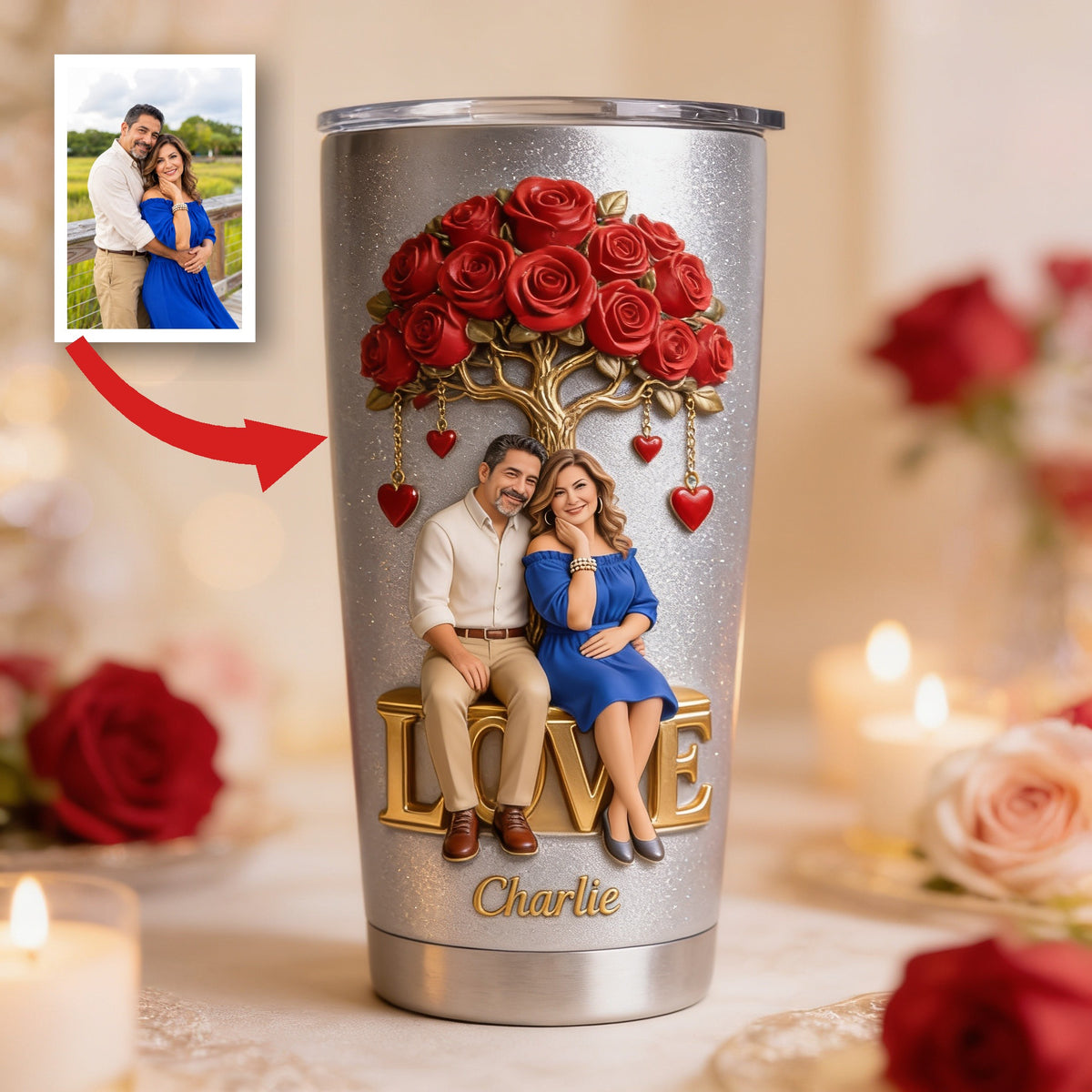 Personalisierter Tumbler für mittelalte Latino-Paare - Geschenk für Mann & Frau