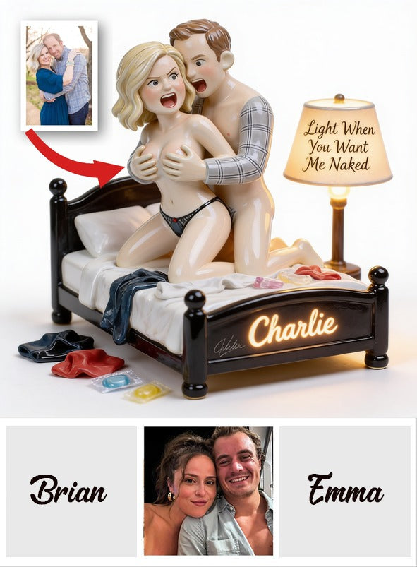 Personalized Middle-Aged Couple Acrylic LED Night Light, Funny Romantic Bedroom Gift