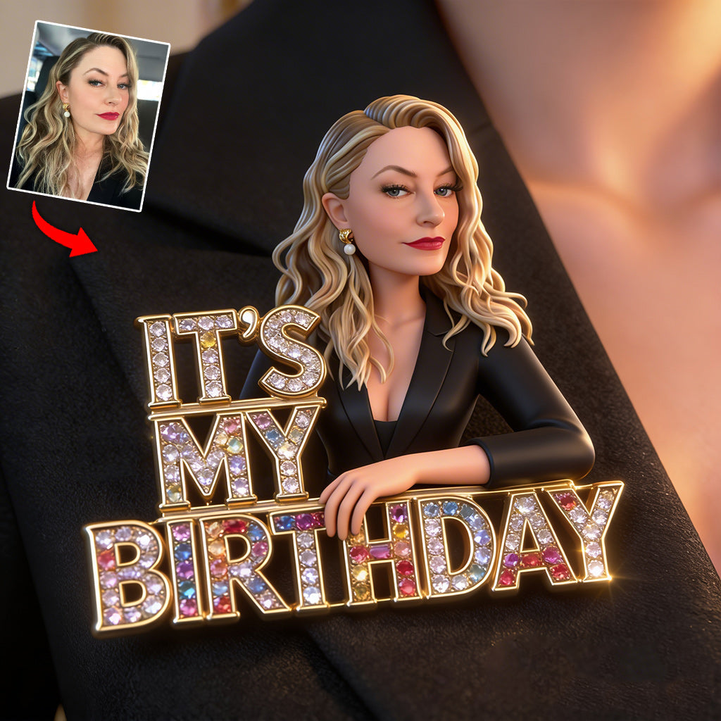 Personalisierte Foto 70. Geburtstag Anstecker für ältere Frauen, Geschenk für Oma, Mama, Frau