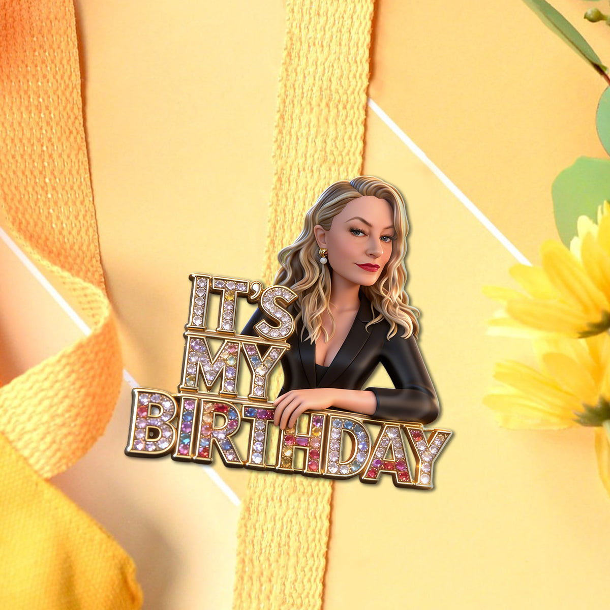 Custom Photo 21st Birthday Black Woman Enamel Pin Gift for Her