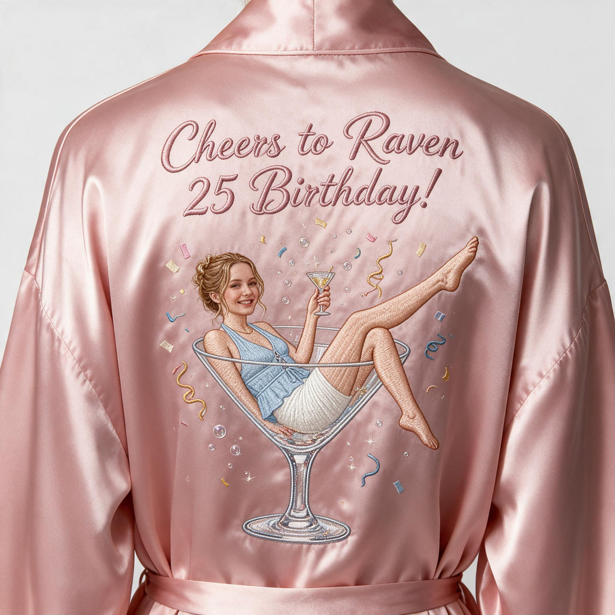 Personalized 25th Birthday Woman Satin Robe Fun Birthday Gift For Her