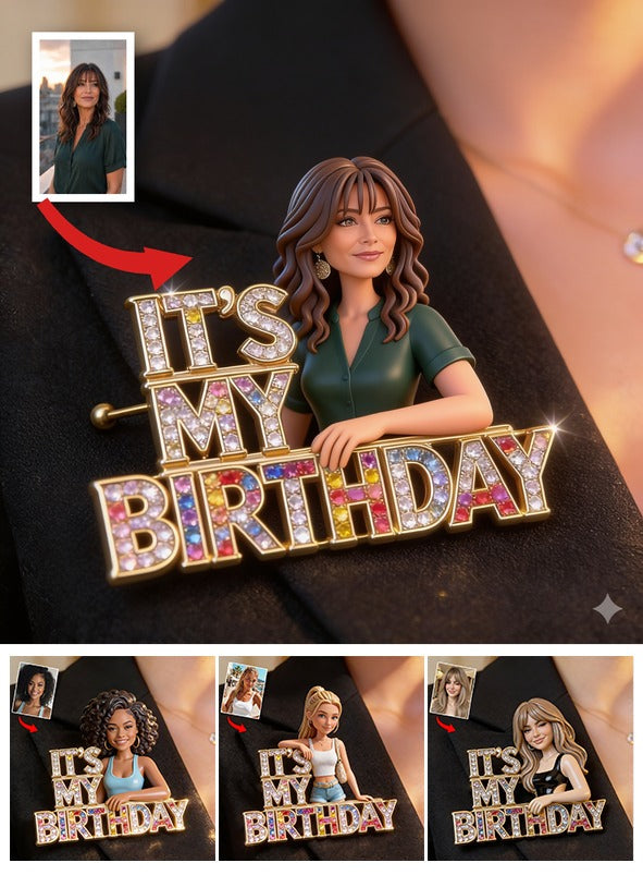 Custom Photo 50th Birthday Middle-Aged Latina Woman Acrylic Enamel Pin