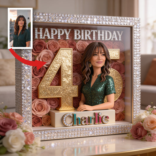 Personalized 45th Birthday Middle-Aged Latina Woman Custom Shaped Acrylic Plaque