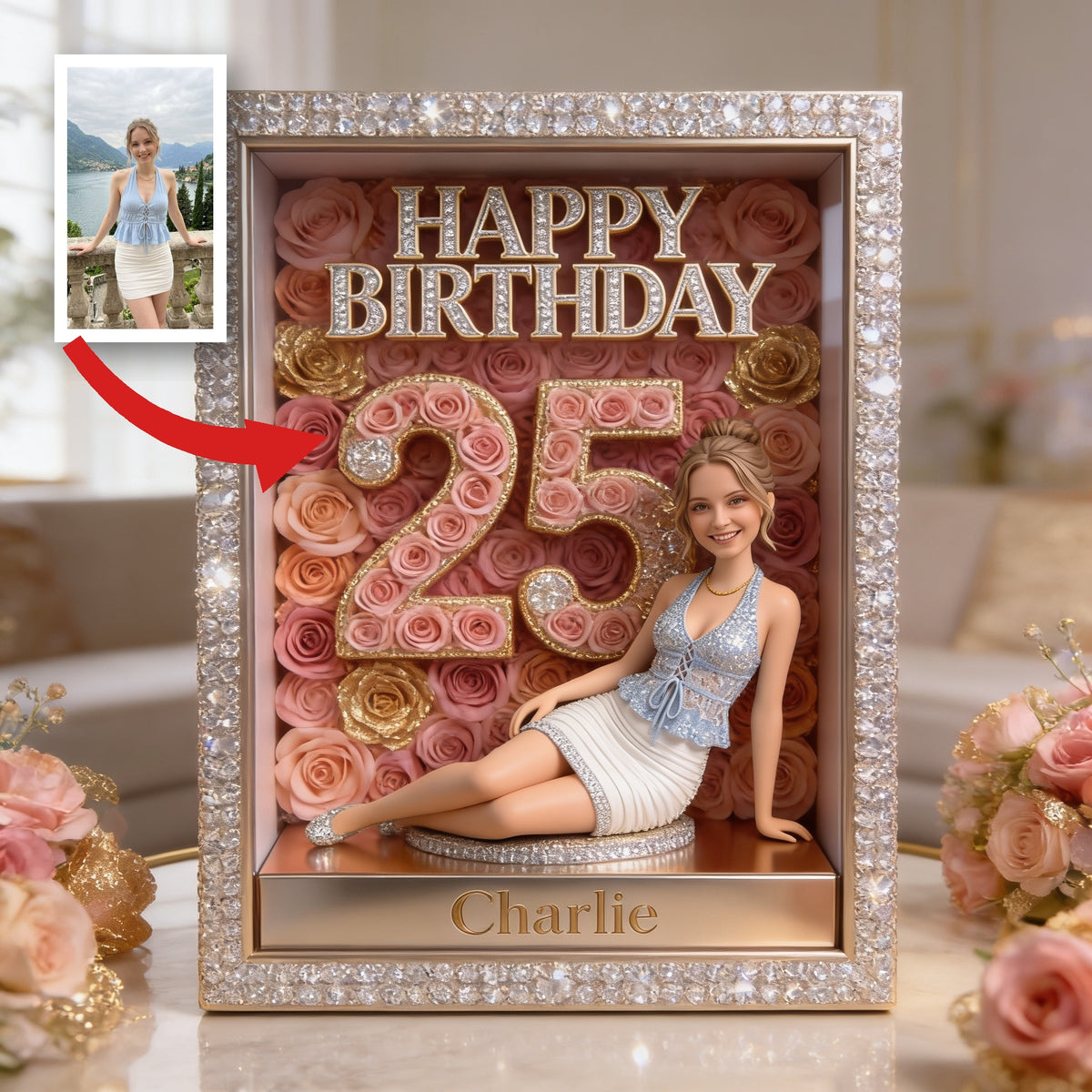 Personalized 25th Birthday Woman Custom Shaped Acrylic Plaque