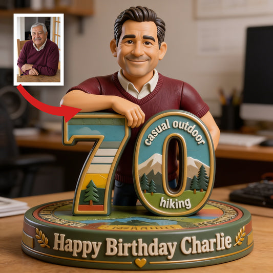Personalized 70th Birthday Older Latino Man 3D Figurine, Gift for Dad Grandpa Husband