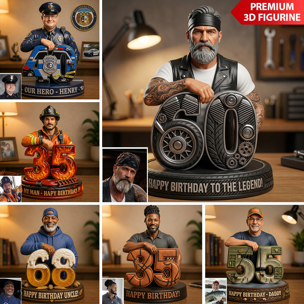 Personalized Birthday Black Little Boy 3D Figurine Son Grandson Nephew Keepsake Gift