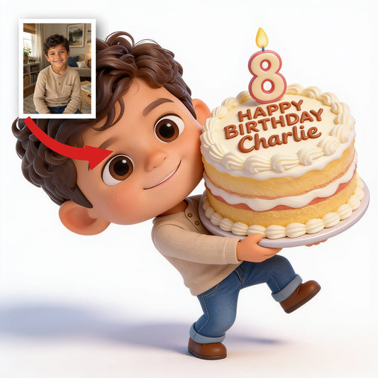 Personalized 8th Birthday Latino Little Boy 3D Figurine Gift for Son Grandson