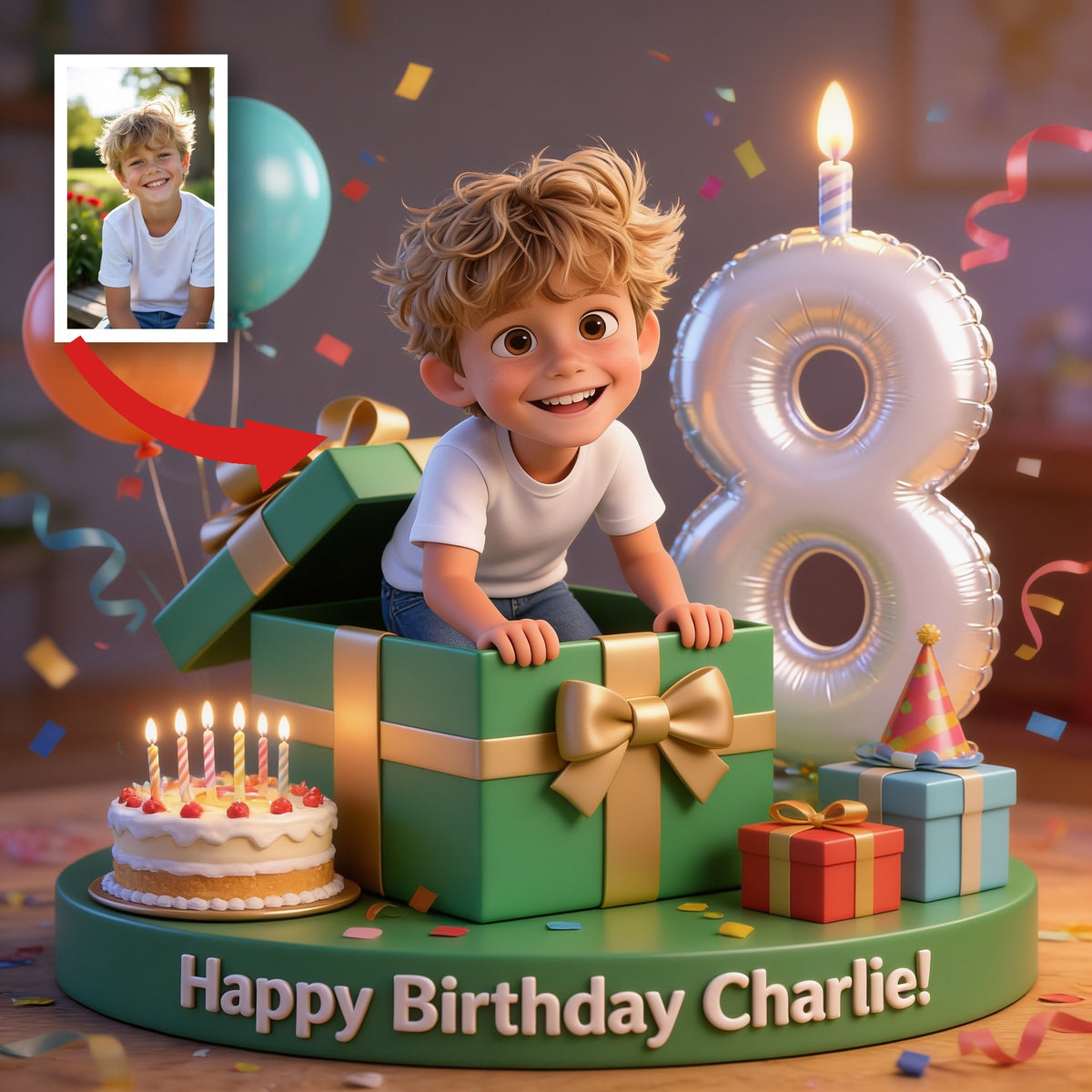 Personalized 8th Birthday Little Boy Custom Shaped Acrylic Plaque, Gift for Son Grandson Nephew