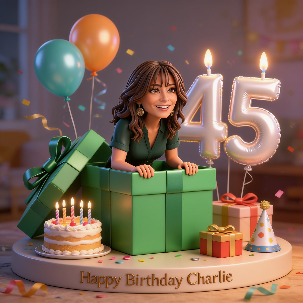 Personalized 45th Birthday Middle-Aged Latina Woman Custom Shaped Acrylic Plaque Gift