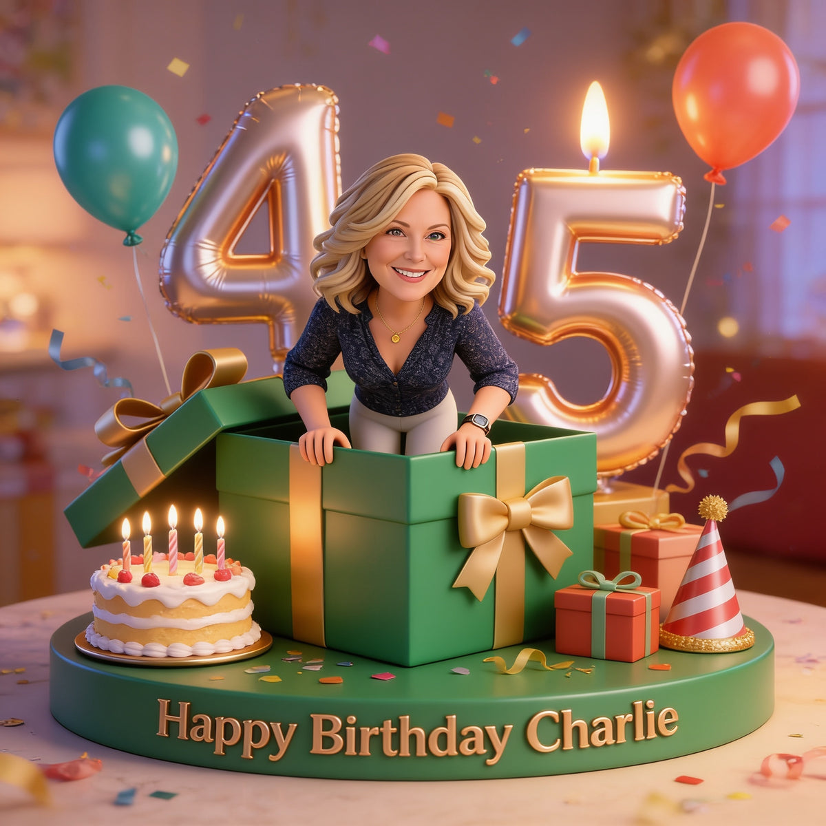 Personalized 45th Birthday Middle-Aged Woman Custom Shaped Acrylic Plaque Gift