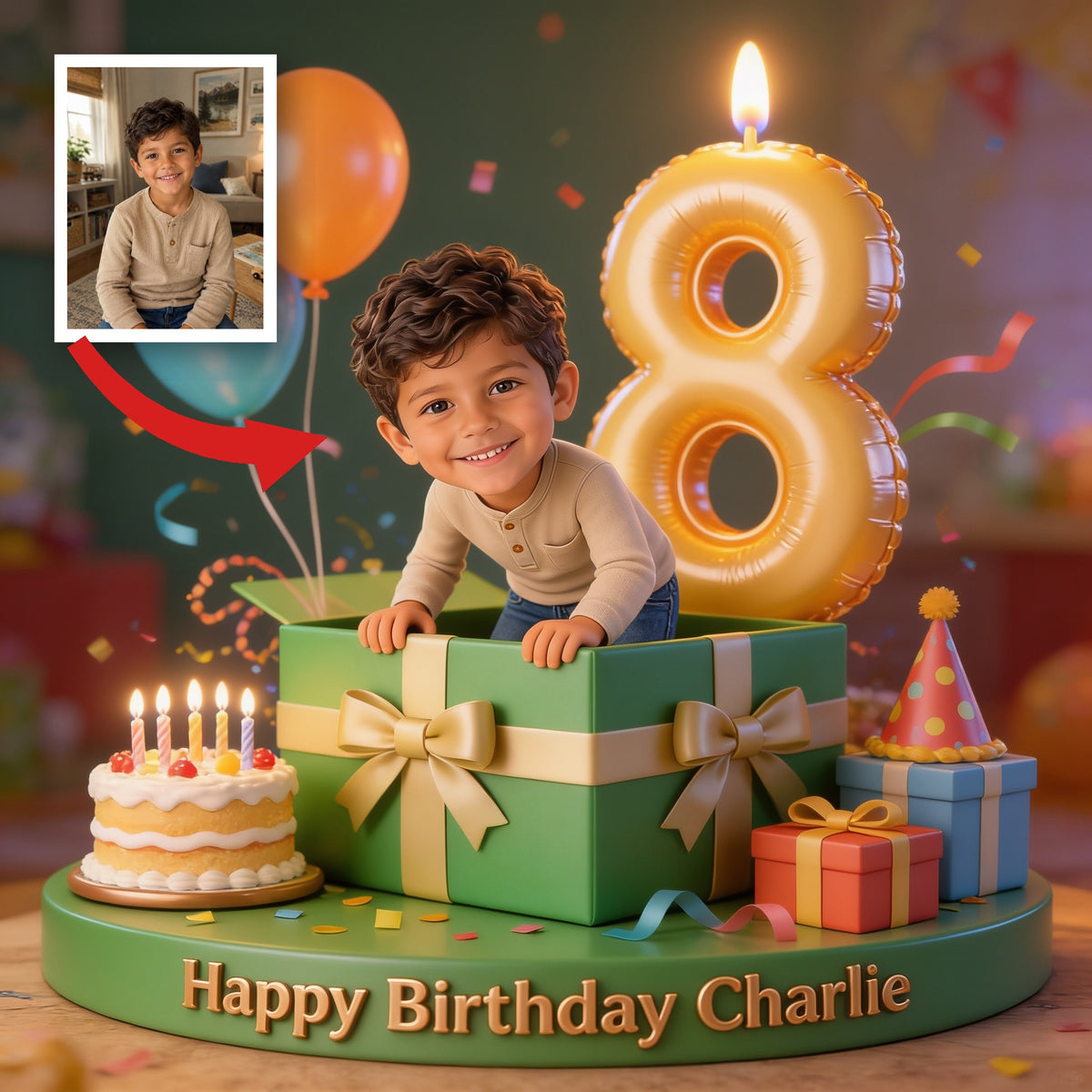 Personalized 8th Birthday Latino Little Boy Custom Shaped Acrylic Plaque Birthday Gift