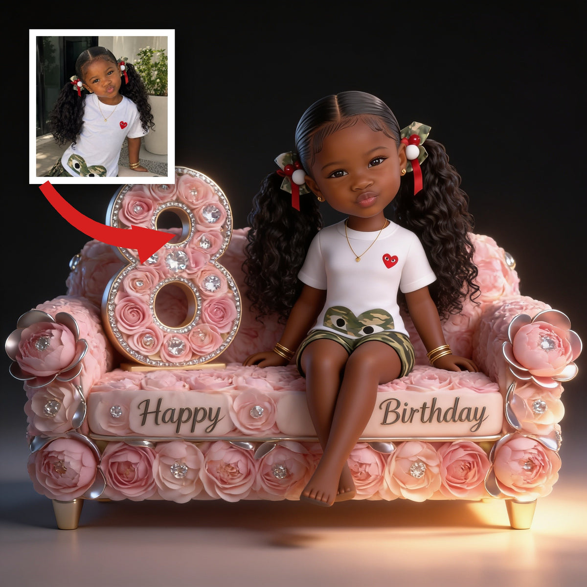 Personalized 8th Birthday Black Little Girl Custom Shaped Acrylic Plaque Daughter Granddaughter Niece Gift