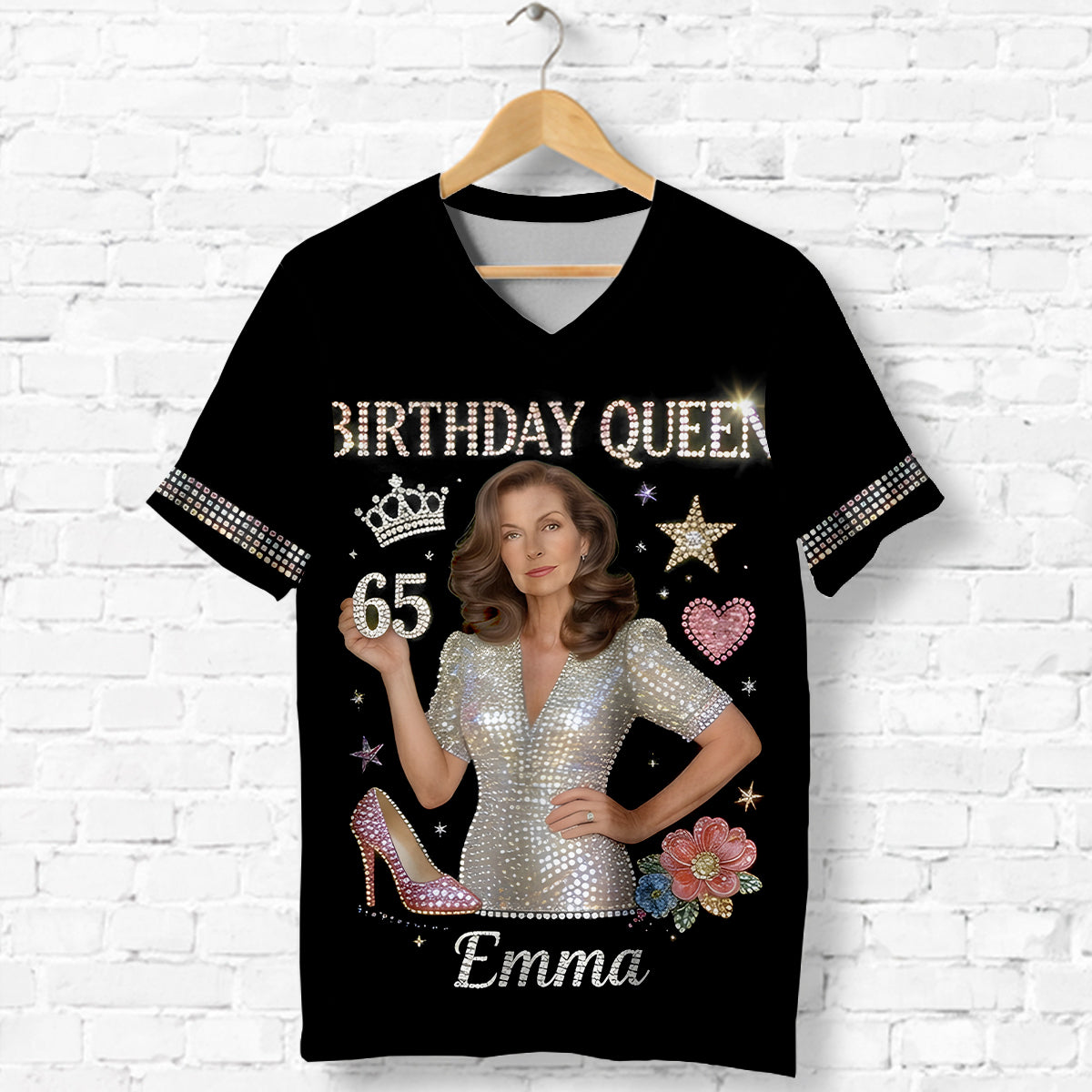 Personalized 25th Birthday Woman V-Neck T-Shirt, Birthday Gift for Her