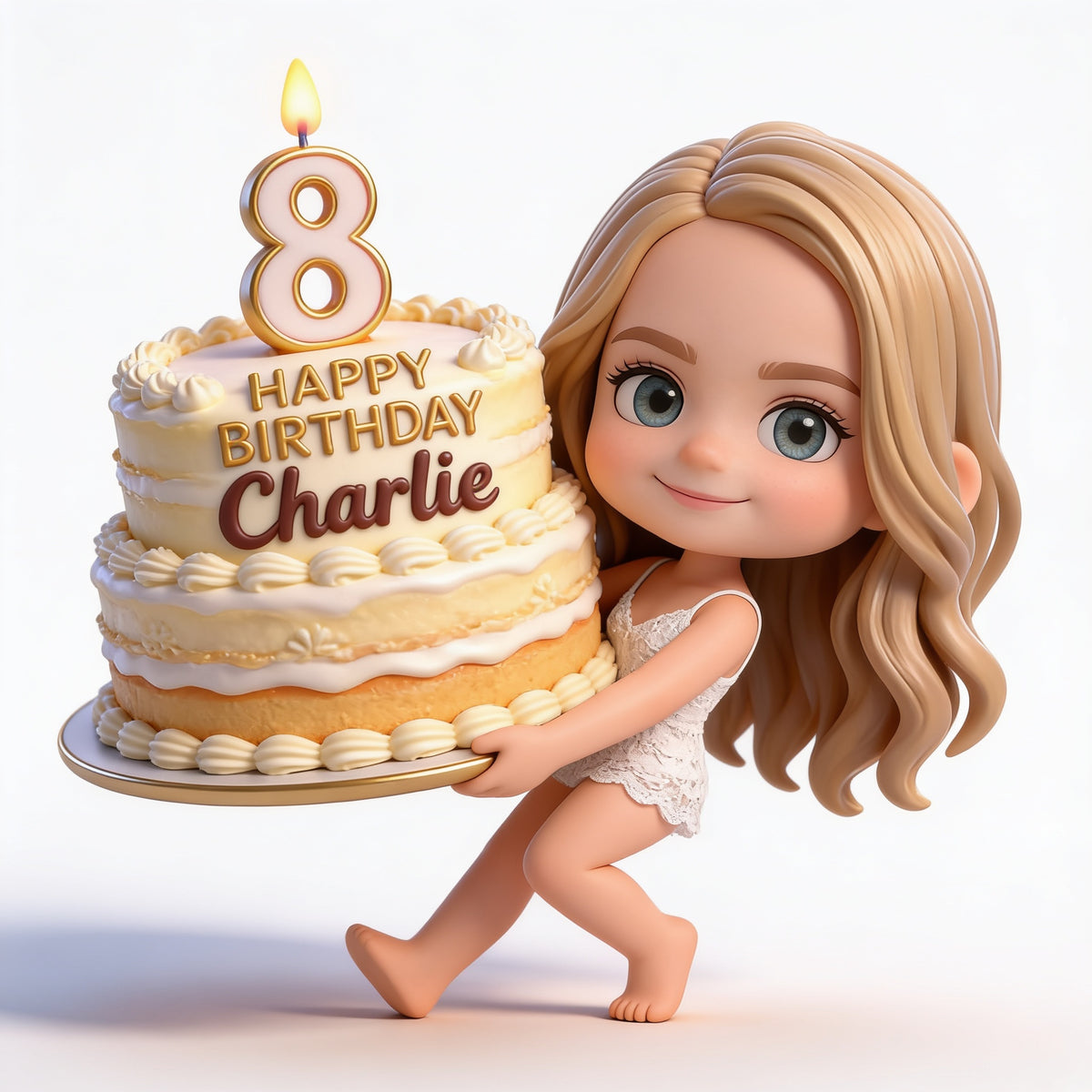 Personalized 8th Birthday Little Girl 3D Figurine Birthday Keepsake Gift