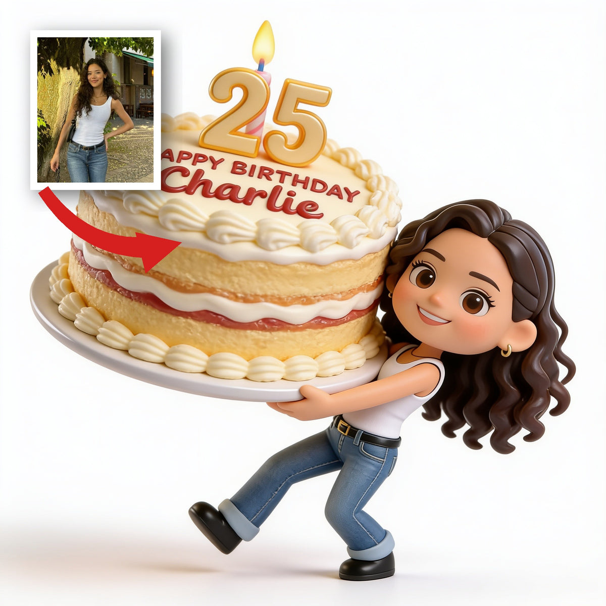 Personalized 25th Birthday Latina Woman 3D Figurine Birthday Keepsake Gift