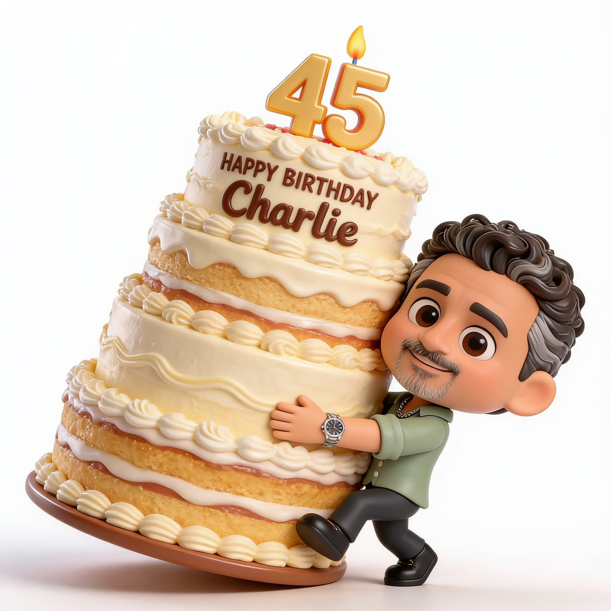 Personalized 45th Birthday Middle-Aged Latino Man 3D Figurine Keepsake