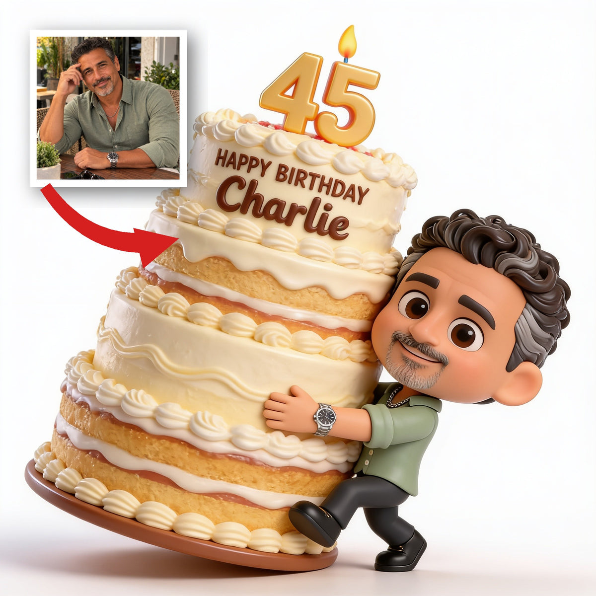 Personalized 45th Birthday Middle-Aged Latino Man 3D Figurine Keepsake