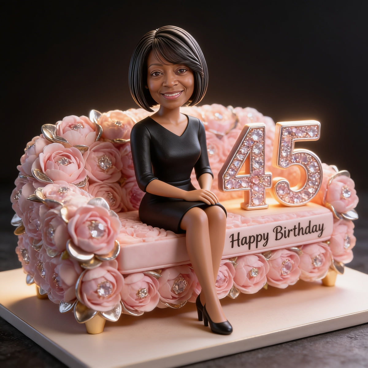 Personalized 45th Birthday Middle-Aged Black Woman Custom Acrylic Plaque Birthday Gift