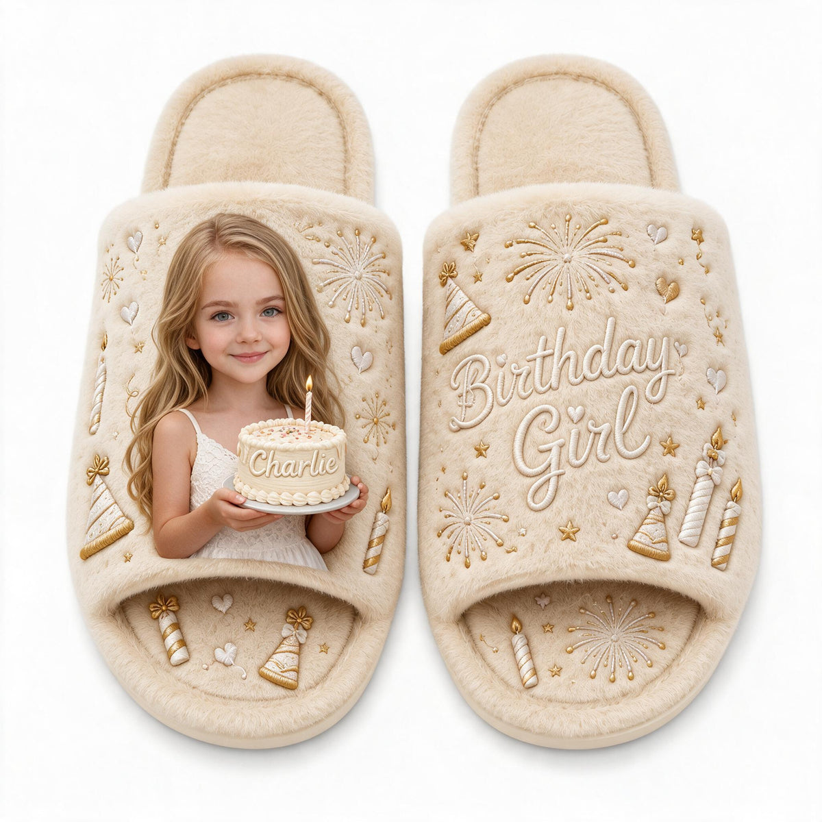 Personalized Birthday Little Girl Open-Toe Slippers Daughter Granddaughter Niece Gift