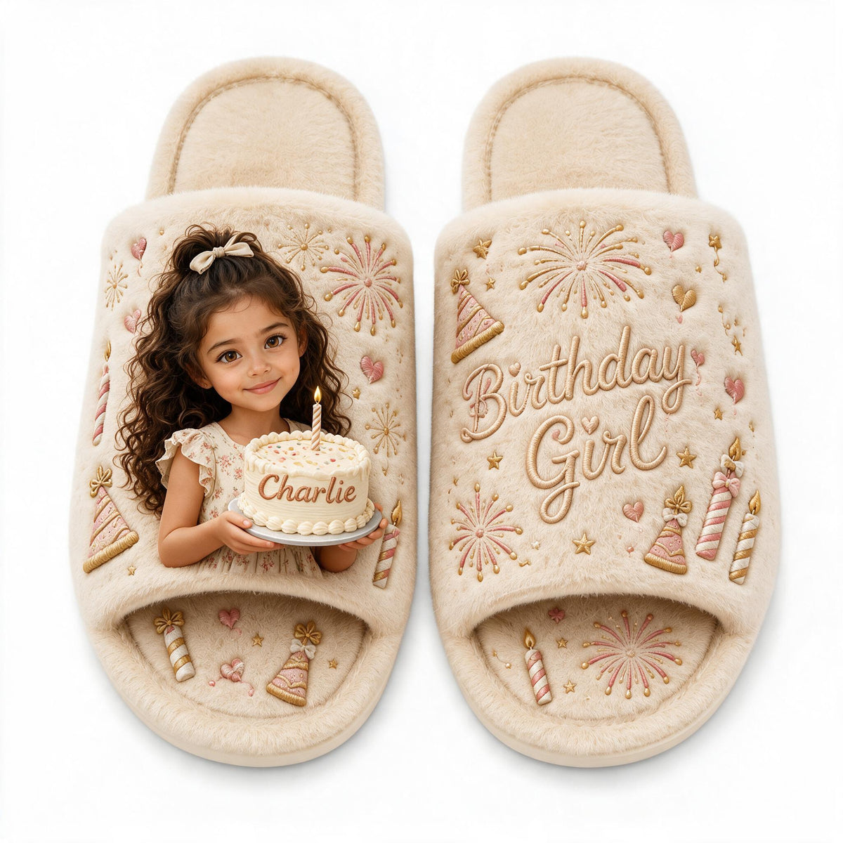 Personalized Birthday Latina Little Girl Open-Toe Slippers, Gift for Daughter Granddaughter Niece
