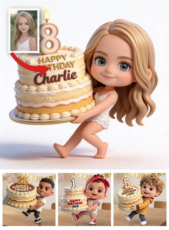 Personalized 8th Birthday Little Girl 3D Figurine Birthday Keepsake Gift
