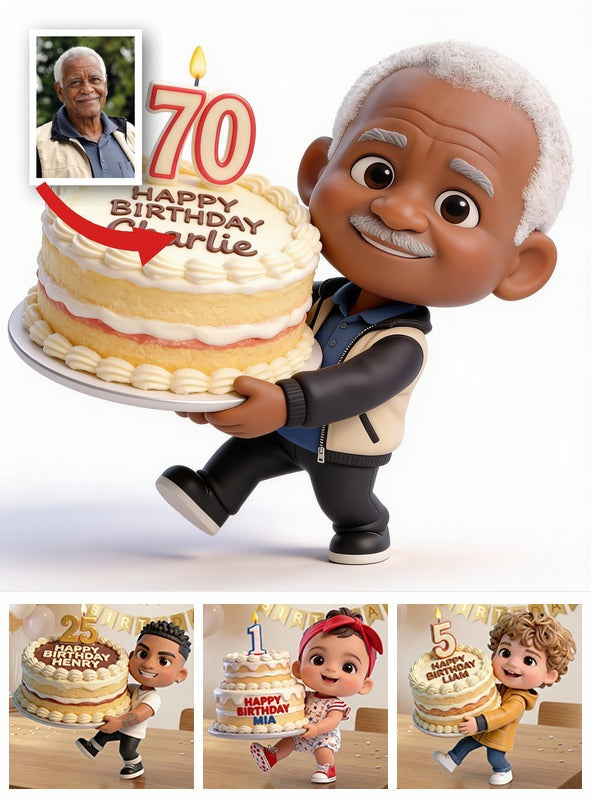 Personalized 70th Birthday Older Black Man 3D Figurine Gift for Dad Husband Grandpa