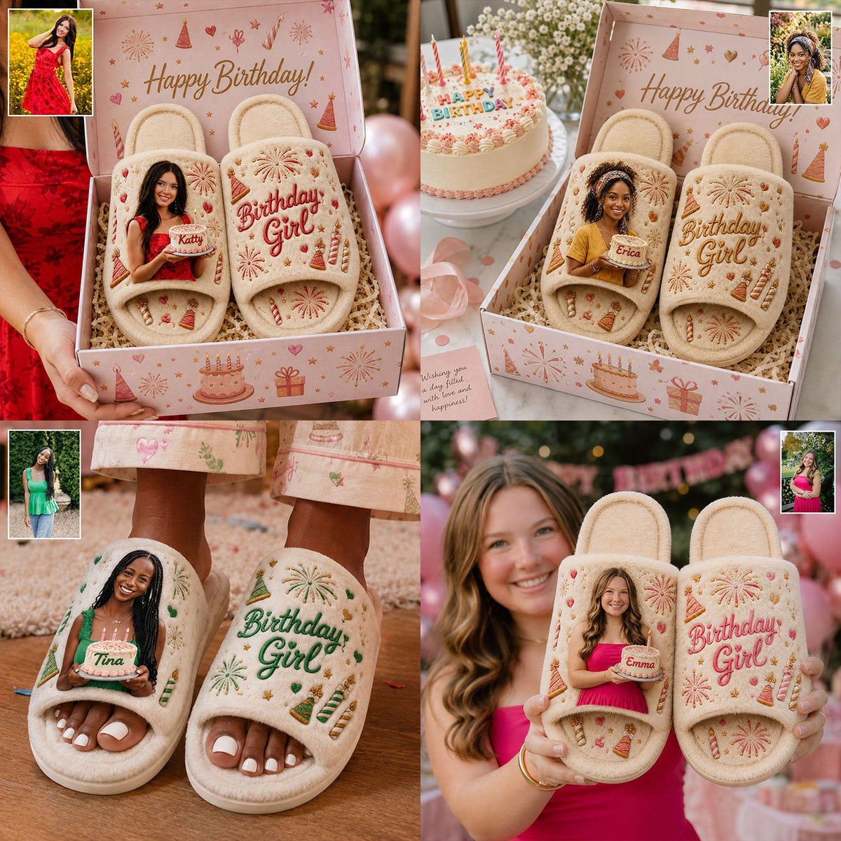 Personalized 21st Birthday Latina Woman Open-Toe Slippers Gift for Her