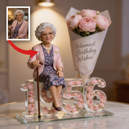 Personalized 70th Birthday Older Black Woman Custom Shaped Acrylic Plaque Gift