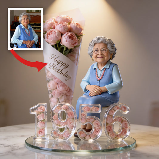 Personalized 70th Birthday Older Latina Woman Custom Shaped Acrylic Plaque Gift For Her