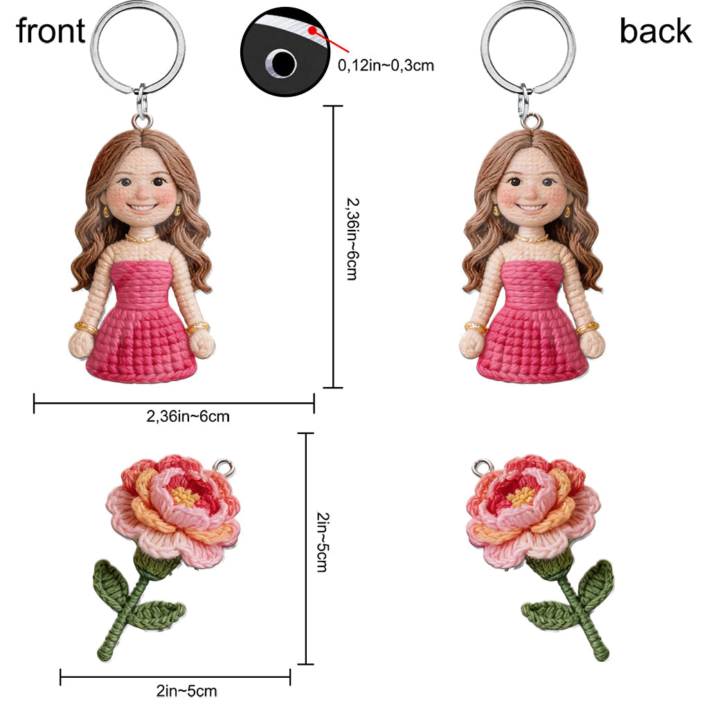Personalized 21st Birthday Black Woman Charm Keychain, Custom Gift for Her